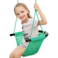 thumbnail image 1 of Hand-Knitting Toddler Swing, Swing Seat for Kids with Adjustable Ropes, Little tikes Swings Set, for Outdoor Indoor, Playground, Backyard (Macaron Green), 1 of 13