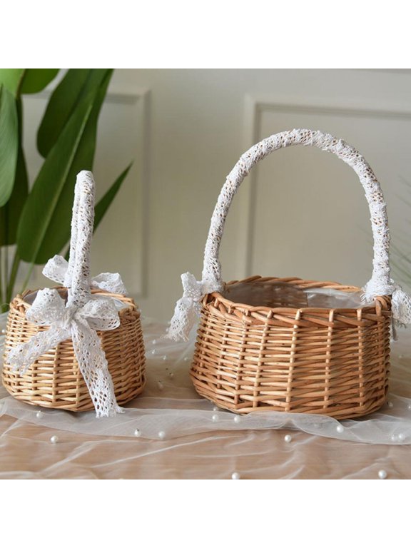 Hand Knitting Woven Flower Basket Storage Basket Weaving Flower Storage Basket Rattan Weaving