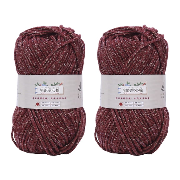 Hand-Knitting Yarn with Textured Cotton Linen Blend, 2 mm Crochet Thread, Two Roll Pack for Hats and Handmade Bags