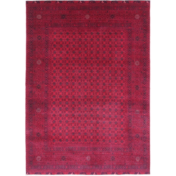 Hand Knotted Afghan Beljik Wool Rug - 6'4'' x 9'3''