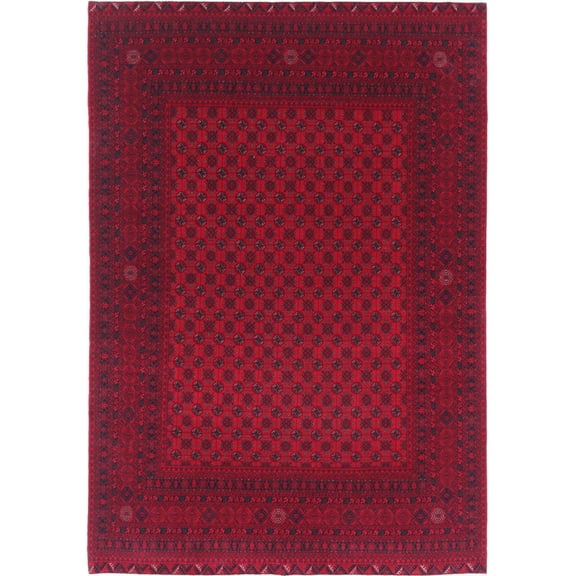 Hand Knotted Afghan Beljik Wool Rug - 6'6'' x 9'3''