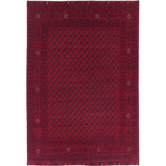 Hand Knotted Afghan Beljik Wool Rug - 6'6'' x 9'6''