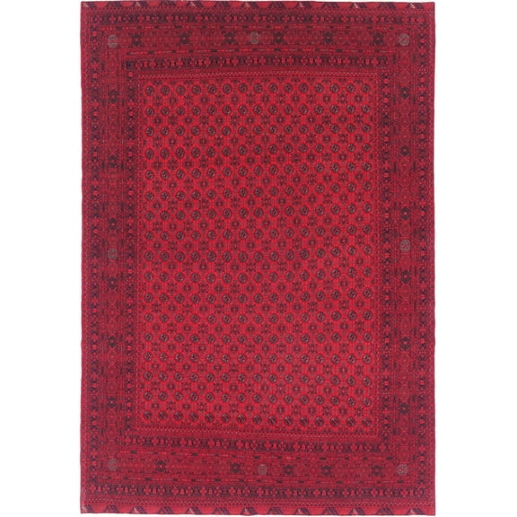Hand Knotted Afghan Beljik Wool Rug - 6'6'' x 9'6''