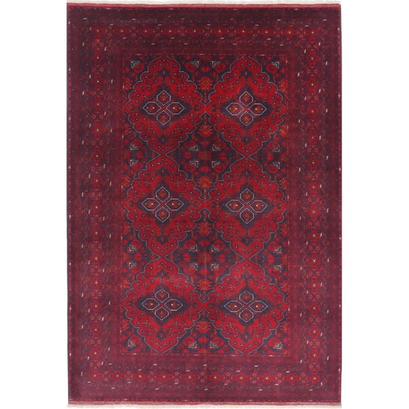 Hand Knotted Afghan Beljik Wool Rug - 6'8'' x 9'8''