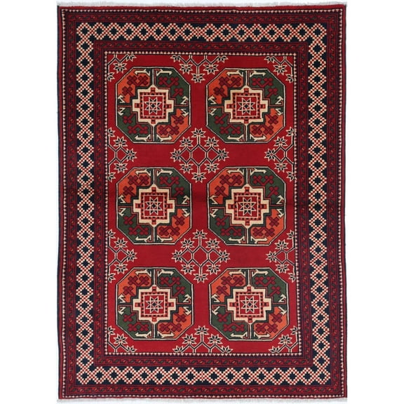 Hand Knotted Afghan Karghai Wool Rug - 3'4'' x 4'8''
