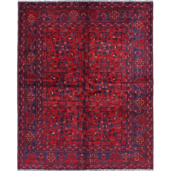 Hand Knotted Afghan Khal Muhammadi Wool Rug - 4'11'' x 6'4''