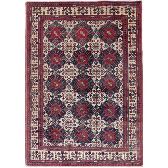Hand Knotted Afghan Khamyab Wool Rug - 3'3'' x 4'10''