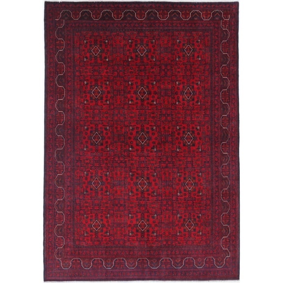 Hand Knotted Afghan Khamyab Wool Rug - 6'6'' x 9'8''