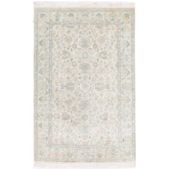 Hand Knotted Agra Wool Rug - 3'11'' x 6'0''