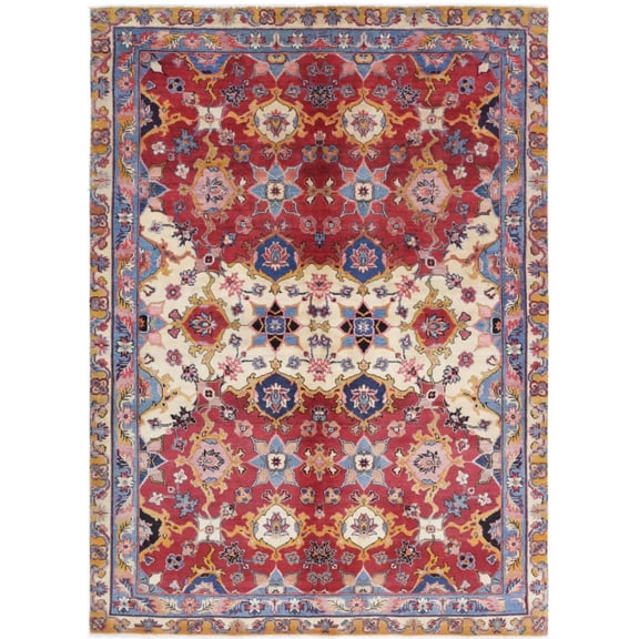 Hand Knotted Agra Wool Rug - 5'0'' x 7'0''