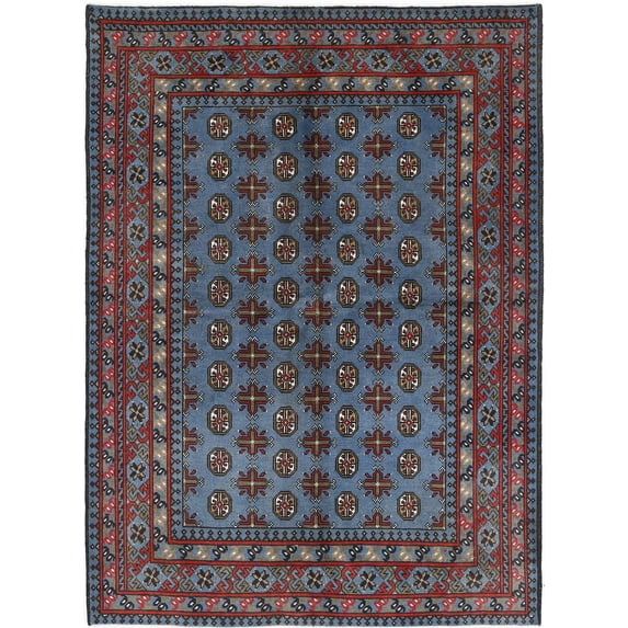 Hand Knotted Akcha Revival Wool Rug - 5'7'' x 7'8''