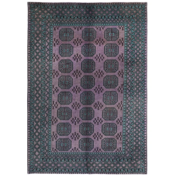 Hand Knotted Akcha Revival Wool Rug - 6'7'' x 9'7''