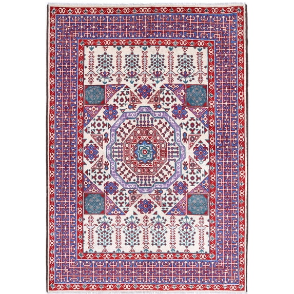 Hand Knotted Baluch Revival Wool Rug - 5'6'' x 8'0''