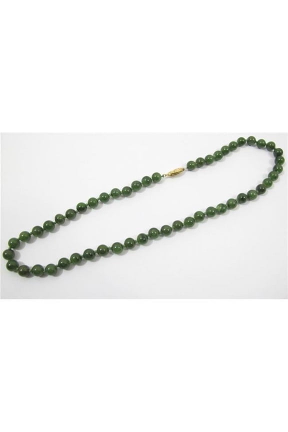 Hand Knotted Green Jade Round Bead Necklace
