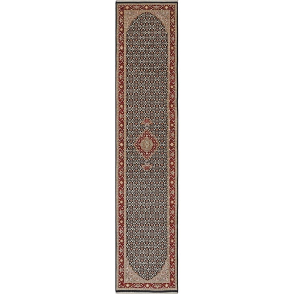 Hand Knotted Heritage Oriental Tabriz Mahi Wool  Silk Rug - 2'6'' x 12'2''