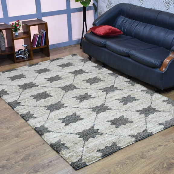 Hand Knotted Jute Eco-Friendly Area Rugs - 6'X9', Rectangle Shape, Beige Green Color, Contemporary Pattern, High Pile, Natural Fiber, Outdoor Indoor Handmade Area Rugs For Living Room (J00070)