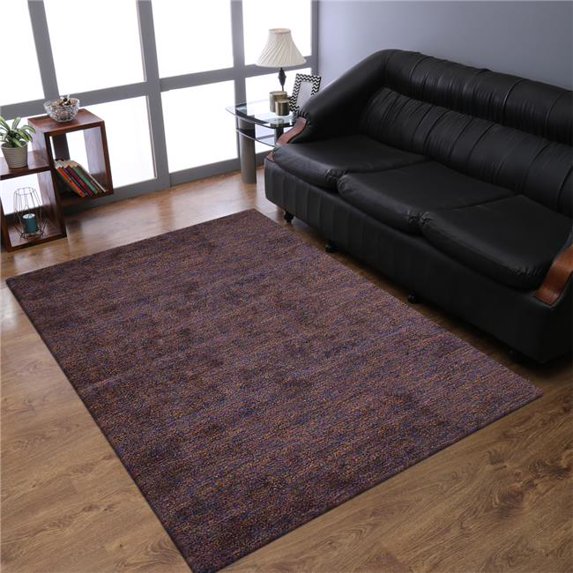 Hand Knotted Loom Silk Mix Solid Rectangle Area Rug - Blue & Gold - 8' x 10'