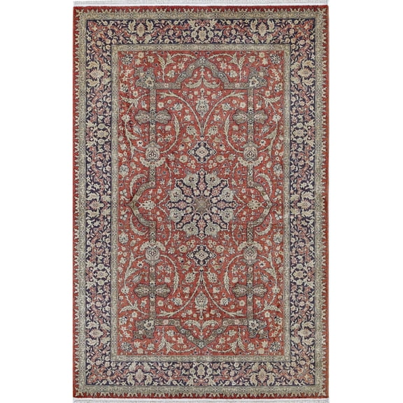 Hand Knotted Masterpiece Hereke Fine Silk Gold Rug - 2'7'' x 3'11''
