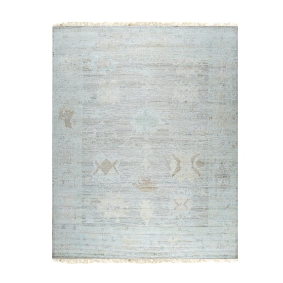 EORC MT570IV9X12 Hand-Knotted Natural Silk Natural Silk Oushak Rug, 9' x 12', Light Fawn/ Ivory Area Rug