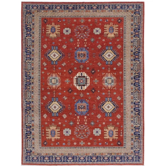 Hand Knotted Nomadic Caucasian Humna Wool Rug - 10'0'' x 13'5''