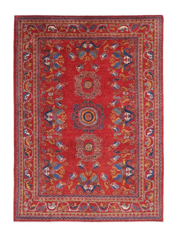 Hand Knotted Nomadic Caucasian Humna Wool Rug - 10'0'' x 14'0''