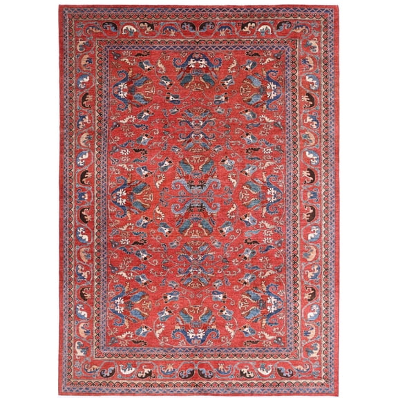 Hand Knotted Nomadic Caucasian Humna Wool Rug - 10'3'' x 14'0''