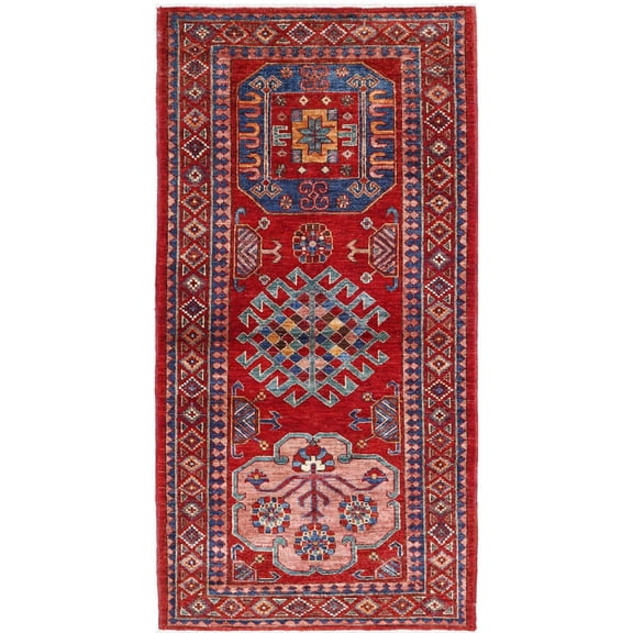 Hand Knotted Nomadic Caucasian Humna Wool Rug - 2'10'' x 5'10''