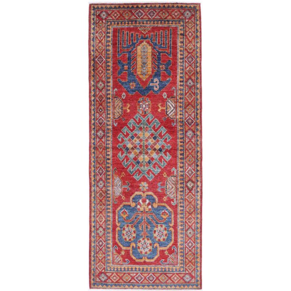 Hand Knotted Nomadic Caucasian Humna Wool Rug - 2'10'' x 7'5''