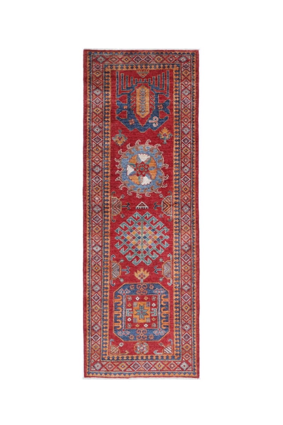 Hand Knotted Nomadic Caucasian Humna Wool Rug - 2'10'' x 8'3''