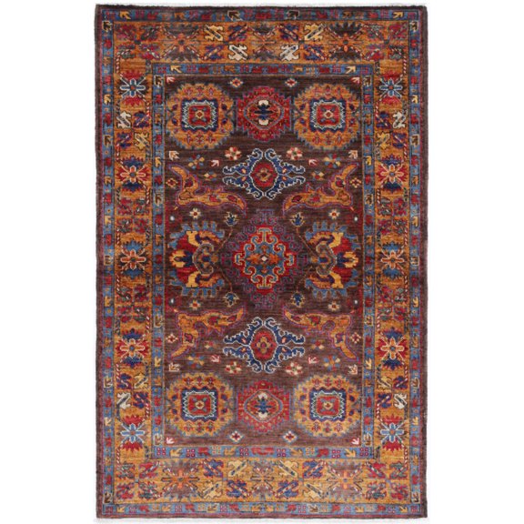 Hand Knotted Nomadic Caucasian Humna Wool Rug - 2'11'' x 4'9''