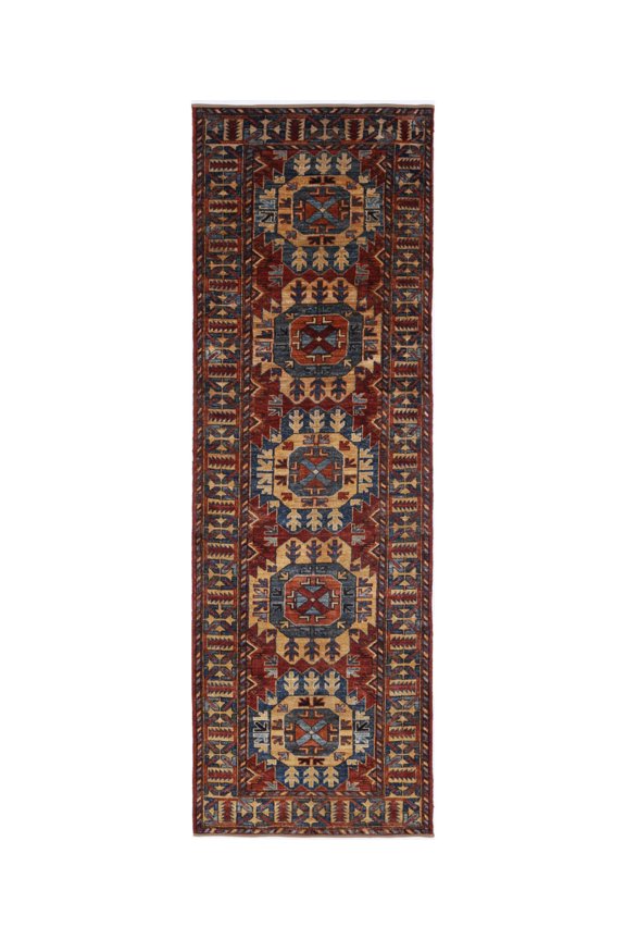 Hand Knotted Nomadic Caucasian Humna Wool Rug - 2'11'' x 9'10''