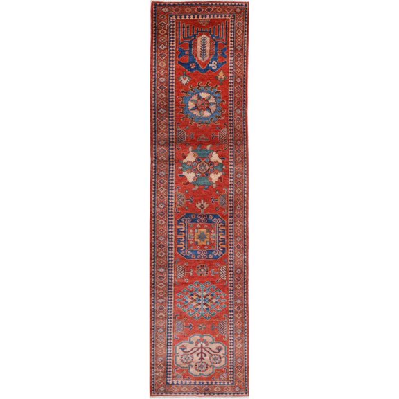 Hand Knotted Nomadic Caucasian Humna Wool Rug - 2'8'' x 11'6''