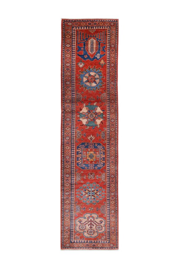 Hand Knotted Nomadic Caucasian Humna Wool Rug - 2'8'' x 11'6''