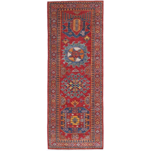 Hand Knotted Nomadic Caucasian Humna Wool Rug - 2'8'' x 7'10''