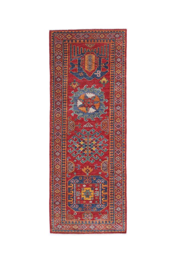 Hand Knotted Nomadic Caucasian Humna Wool Rug - 2'8'' x 7'10''