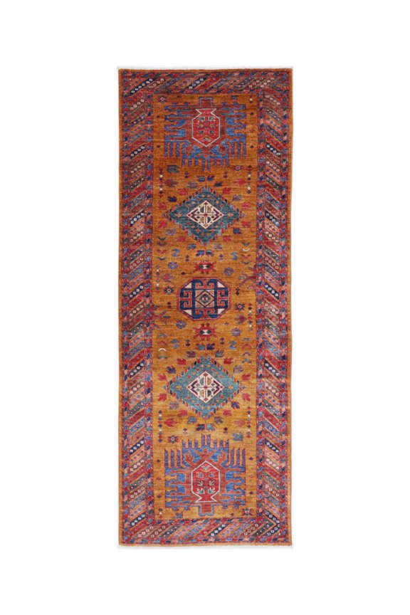 Hand Knotted Nomadic Caucasian Humna Wool Rug - 2'8'' x 7'7''