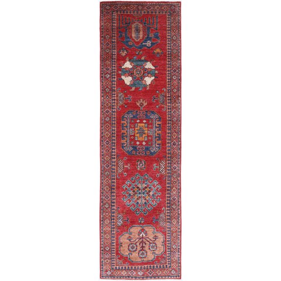 Hand Knotted Nomadic Caucasian Humna Wool Rug - 2'8'' x 9'11''
