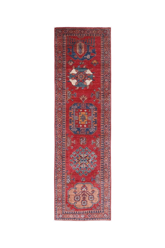 Hand Knotted Nomadic Caucasian Humna Wool Rug - 2'8'' x 9'11''