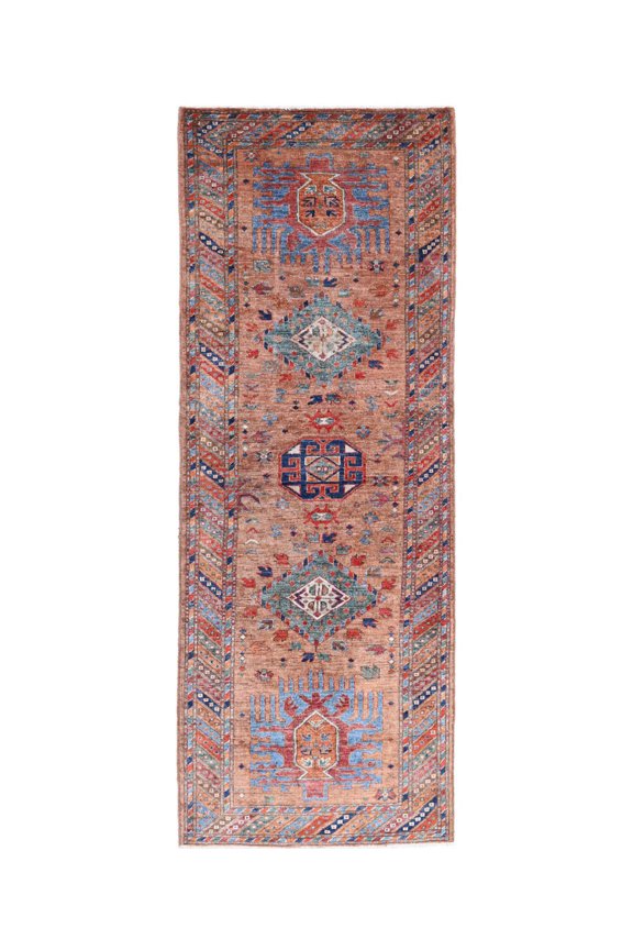 Hand Knotted Nomadic Caucasian Humna Wool Rug - 2'9'' x 8'0''