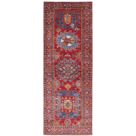 Hand Knotted Nomadic Caucasian Humna Wool Rug - 2'9'' x 8'1''
