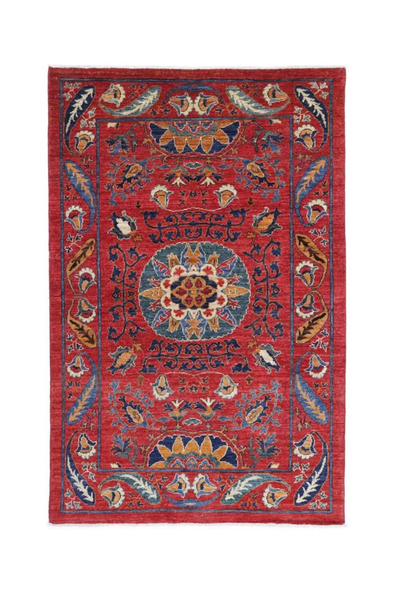 Hand Knotted Nomadic Caucasian Humna Wool Rug - 3'11'' x 6'3''