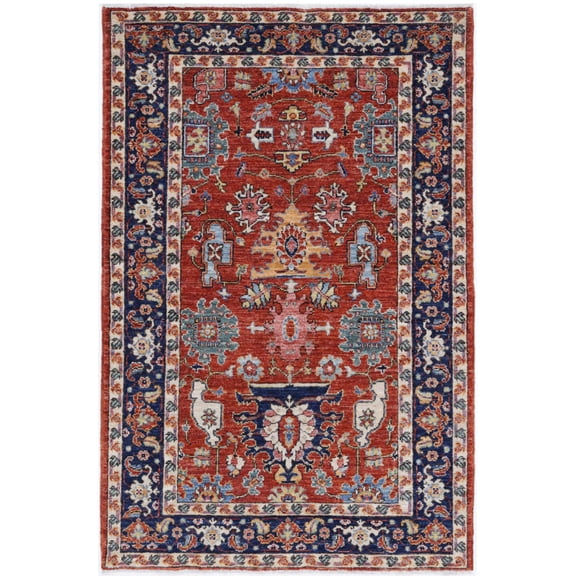 Hand Knotted Nomadic Caucasian Humna Wool Rug - 3'2'' x 4'10''