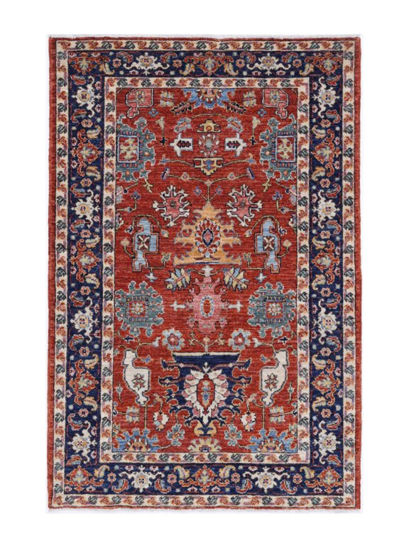 Hand Knotted Nomadic Caucasian Humna Wool Rug - 3'2'' x 4'10''