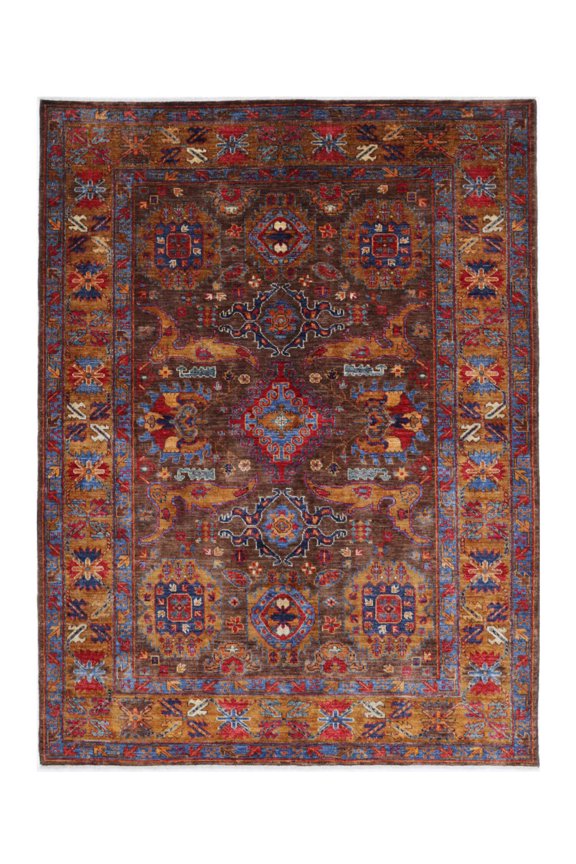 Hand Knotted Nomadic Caucasian Humna Wool Rug - 4'11'' x 6'9''