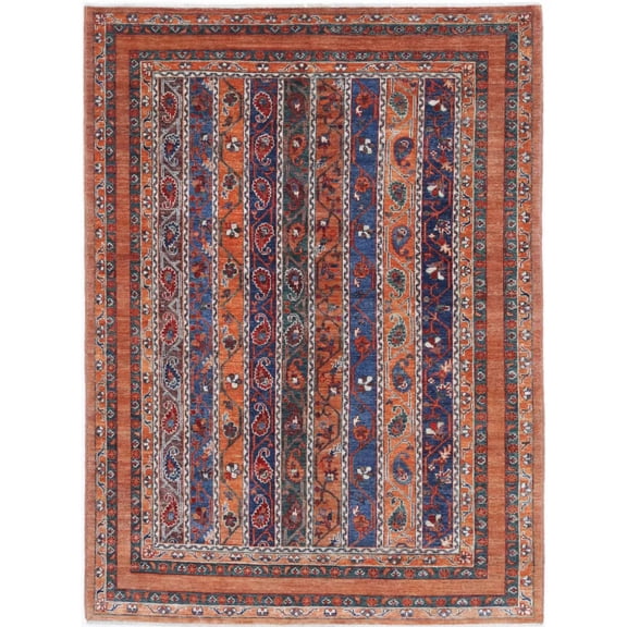 Hand Knotted Nomadic Caucasian Humna Wool Rug - 5'0'' x 6'10''