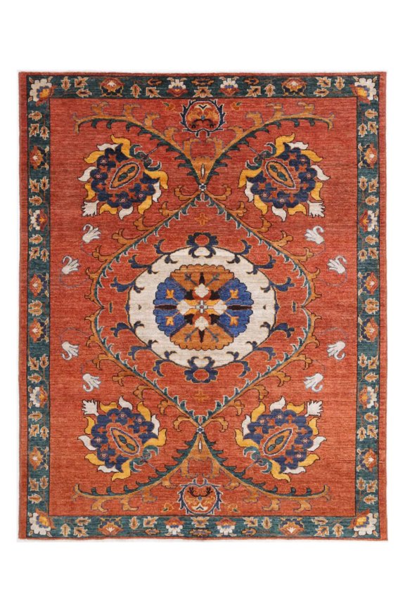 Hand Knotted Nomadic Caucasian Humna Wool Rug - 5'0'' x 6'5''