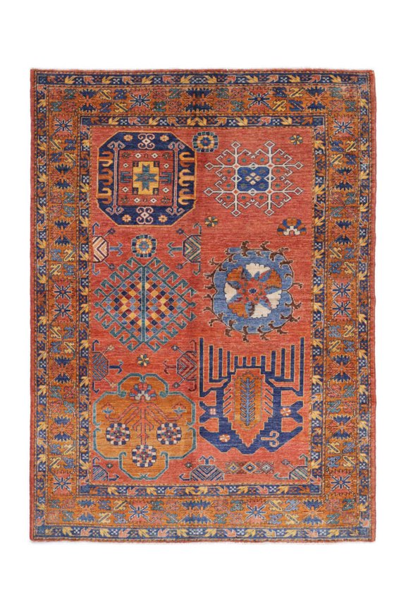 Hand Knotted Nomadic Caucasian Humna Wool Rug - 5'10'' x 8'3''