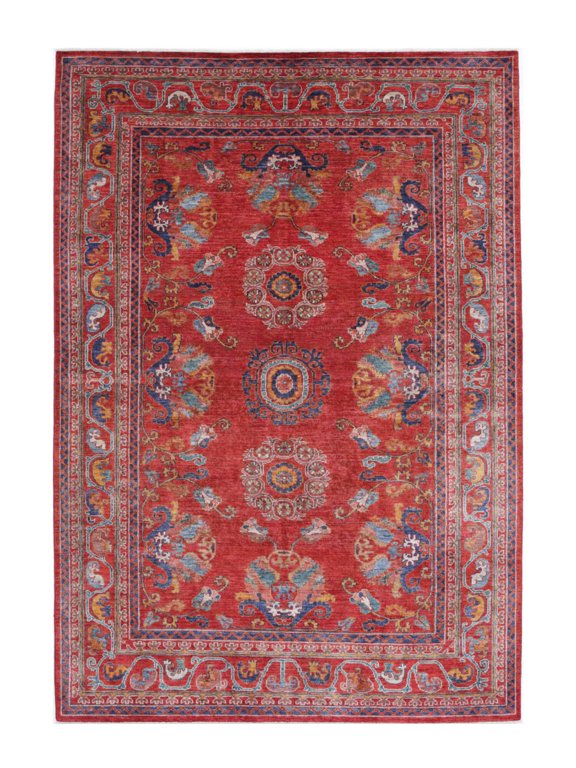 Hand Knotted Nomadic Caucasian Humna Wool Rug - 5'11'' x 8'10''