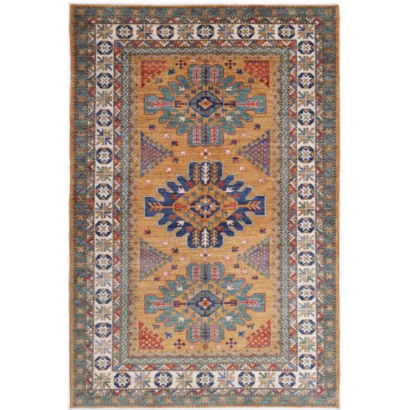 Hand Knotted Nomadic Caucasian Humna Wool Rug - 5'11'' x 9'0''