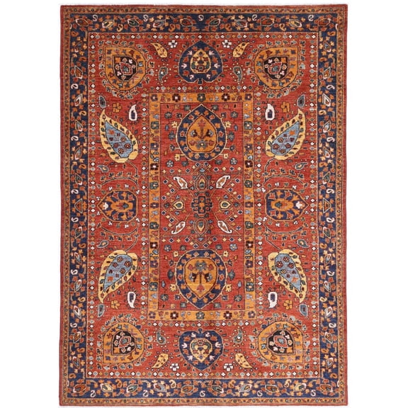 Hand Knotted Nomadic Caucasian Humna Wool Rug - 5'6'' x 7'10''